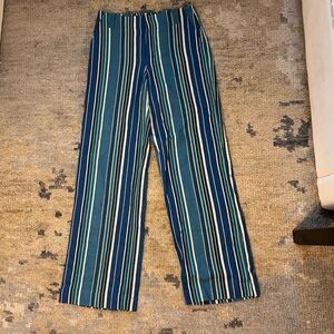ZARA XS Blue/Green Striped Wide Leg Pants